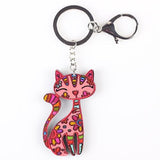 Happy Cat Keychain Cat Design Accessories Pet Clever Red 