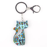 Happy Cat Keychain Cat Design Accessories Pet Clever Blue 