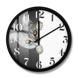 Hiding Cat Printed Wall Clock Kitten Home Art Decor Silent Quartz Hanging Watch Home Decor Cats Pet Clever Metal Frame 