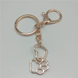 Hollow Pet Paw Footprint Keychain Cat Design Accessories Pet Clever rose gold 