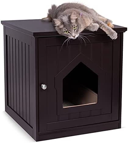 Home Decorative Cat Litter Box Enclosure and Side Table Cat Litter Boxes & Litter Trays Pet Clever 
