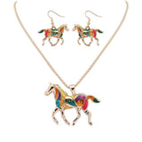 Horse Necklace Earring Set Other Pets Design Jewelry Pet Clever Gold 