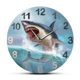 Hungry Great White Shark Wall Ocean Animal Aquarium Silent Non Ticking Other Pets Design Accessories Pet Clever No Frame 
