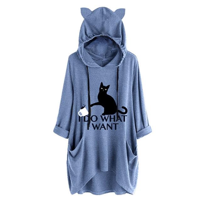 I Do What I Want Pullover Sweatshirts T-shirt Pet Clever Blue M 