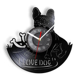 I Love DOG Quote French Bulldog Wall Clock Dog Breed Bulldog Vinyl Record Clock Home Decor Dogs Pet Clever 
