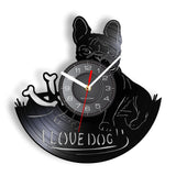 I Love DOG Quote French Bulldog Wall Clock Dog Breed Bulldog Vinyl Record Clock Home Decor Dogs Pet Clever Without LED 