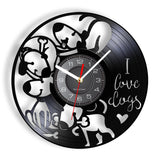 I Love Dogs Wall Clock Puppies Vinyl Record Clock Dog Pet Owner Doggy Wall Art Home Decor Dogs Pet Clever Without LED 
