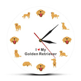 I love My Golden Retriever Wall Clock Dog Design Accessories Pet Clever 