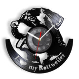 I Love Rottweiler Rottie Love Home Art Decor Wall Clock German Dog Breed Rottweiler Vinyl Record Wall Clock Home Decor Dogs Pet Clever 