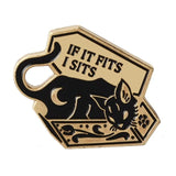 IF I FITS I SITS Cat Brooch Cat Design Accessories Pet Clever Gold 