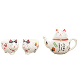 Japanese Lucky Cat Tea Set Cat Design Accessories Pet Clever Full Set 