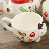 Japanese Lucky Cat Tea Set Cat Design Accessories Pet Clever 
