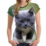 Jolly Cat Face All-Over Print Designs Cat Design T-Shirts Pet Clever Style 7 S 