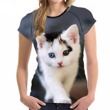 Jolly Cat Face All-Over Print Designs Cat Design T-Shirts Pet Clever Style 9 S 