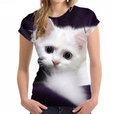 Jolly Cat Face All-Over Print Designs Cat Design T-Shirts Pet Clever Style 8 S 