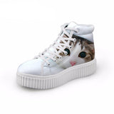 Kawaii Women High Top Height Increasing 3D Cat Shoes Cat Design Footwear Pet Clever 