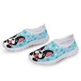 Lovely Bull Dog Print Women Flat Shoes Breathable Mesh Loafers Slip-on Other Pets Design Footwear Pet Clever 