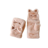 Lovely Cat Plush Gloves Cat Design Accessories Pet Clever Beige 