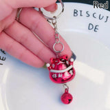 Lucky Cat Bells Keychain Cat Design Accessories Pet Clever RED 