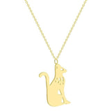 Lucky Cat Pendant Necklace Cat Design Accessories Pet Clever Gold-color 