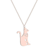 Lucky Cat Pendant Necklace Cat Design Accessories Pet Clever Rose Gold Color 