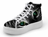 Luxury Lace up Platform 3D Printing Cat Shoes Cat Design Footwear Pet Clever Dark Eyes 