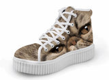 Luxury Lace up Platform 3D Printing Cat Shoes Cat Design Footwear Pet Clever Grumpy Cat 