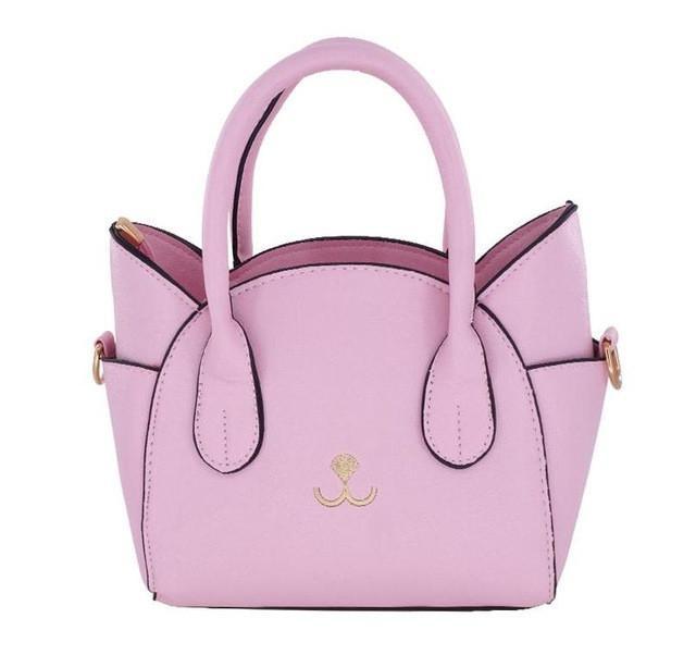 Luxury Leather Cat Messenger Handbags Cat Design Bags Pet Clever Pink 