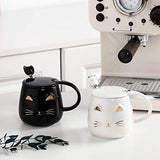 Novelty Mug with Lid and Stainless Steel Spoon Cat Design Accessories Pet Clever 