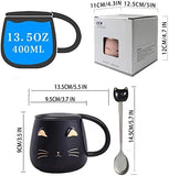 Novelty Mug with Lid and Stainless Steel Spoon Cat Design Accessories Pet Clever 