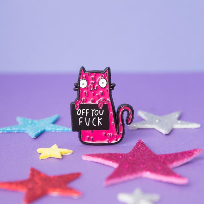 Off You F*ck Cat Brooch Cat Design Accessories Pet Clever 