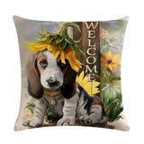 Oil Painting Style Christmas Cover Pillowcase Home Decor Dogs Pet Clever 