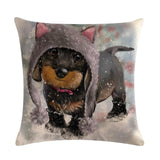 Oil Painting Style Christmas Cover Pillowcase Home Decor Dogs Pet Clever 04 
