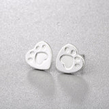Paw Footprint Heart Earrings Cat Design Accessories Pet Clever 