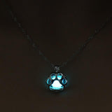 Paw Glow in the Dark Necklace Cat Design Accessories Pet Clever blue green 