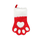 Paw Shape Christmas Socks Home Decor Dogs Pet Clever Red 