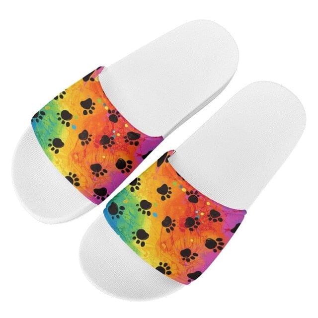 Pawsitively Comfy Slip-Ons: Colorful Dog Paw Print Flats Pet Clever Style 1 36 