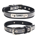 Personalized Reflective Leather Pet ID Tag Collar Dog Leads & Collars Pet Clever Black XS 