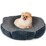 Pet Bed Washable & Self-Warming Round Pet Bed Deluxe Soft Plush Dog Beds & Blankets Pet Clever Dark Grey Large (40"x40") 