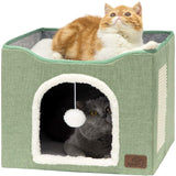Pet Cat House with Fluffy Ball Hanging and Scratch Pad Dog Beds & Blankets Pet Clever Green 