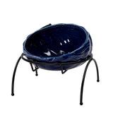 Pet Food Bowl with Bracket Cat Bowls & Fountains Pet Clever Navy Blue Bowl with Bracket 