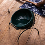 Pet Food Bowl with Bracket Cat Bowls & Fountains Pet Clever Dark Green Bowl with Bracket 