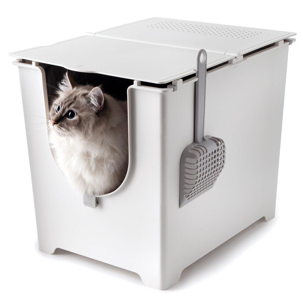 Pet litter box with foldable lid Cat Litter Boxes & Litter Trays Pet Clever 