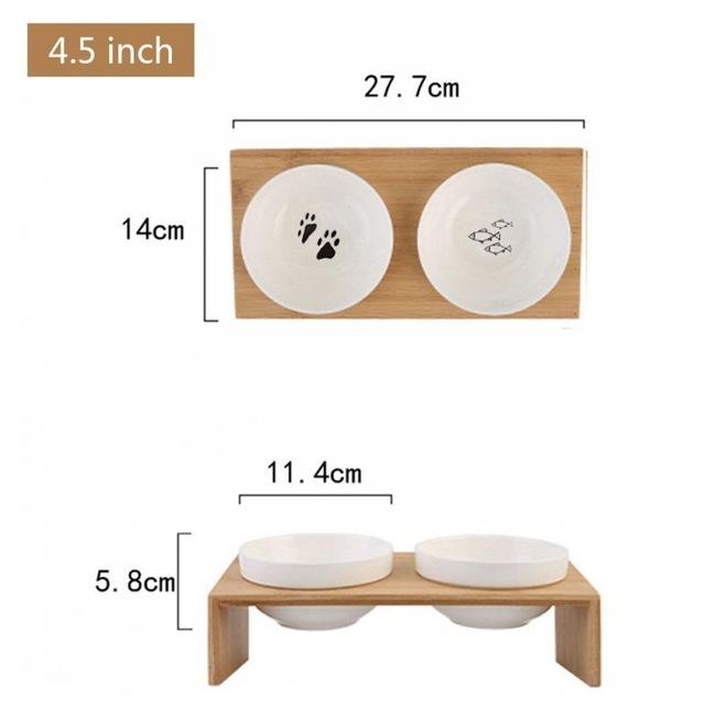 Pets Double Bowl Cat Bowls & Fountains Pet Clever 4.5 inch 