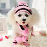 Pets Winter Knitted Striped Hat and Scarf - Priority Shipping Dog Clothing Pet Clever Pink5 XXS 