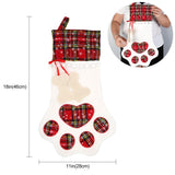 Plaid Christmas Paw Shaped Stocking Home Decor Dogs Pet Clever 