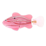 Plastic Decorative Robot Fish Toy Activated with Battery Cat Toys Pet Clever Pink 