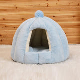 Plush Pet Cave Bed Dog Beds & Blankets Pet Clever Blue 