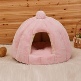 Plush Pet Cave Bed Dog Beds & Blankets Pet Clever Pink 