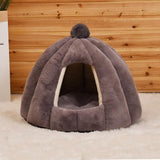 Plush Pet Cave Bed Dog Beds & Blankets Pet Clever Gray 
